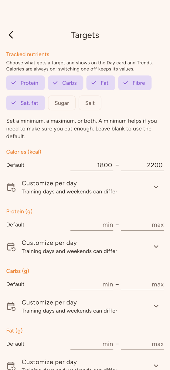 Nutrient targets